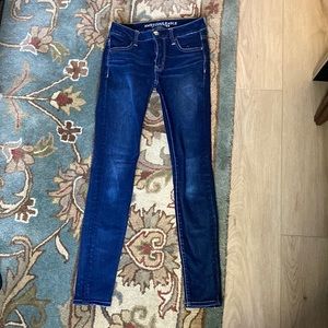 American Eagle Outfitters US size 0 super stretch dark blue jeggings